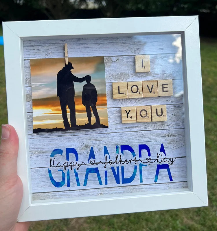 Custom Dad Photo Shadowbox Gift, Personalized Dad Shadowbox With Names, Family Gift Sign For Dad, Customized Wood Dad Gift, Dad Display