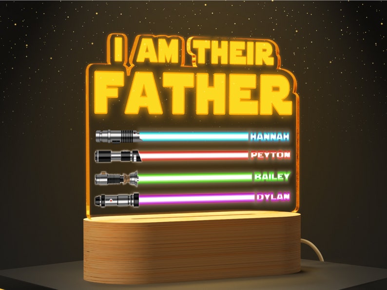 🔥I Am Their Father Night Light with Kids Names - Best Gift For Dad