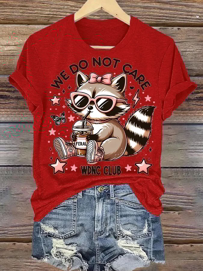 🔥Buy 3 Get 15% Off🔥Women's Cute little raccoon for Women's WDNC Menopause & Perimenopause Printed T-shirt