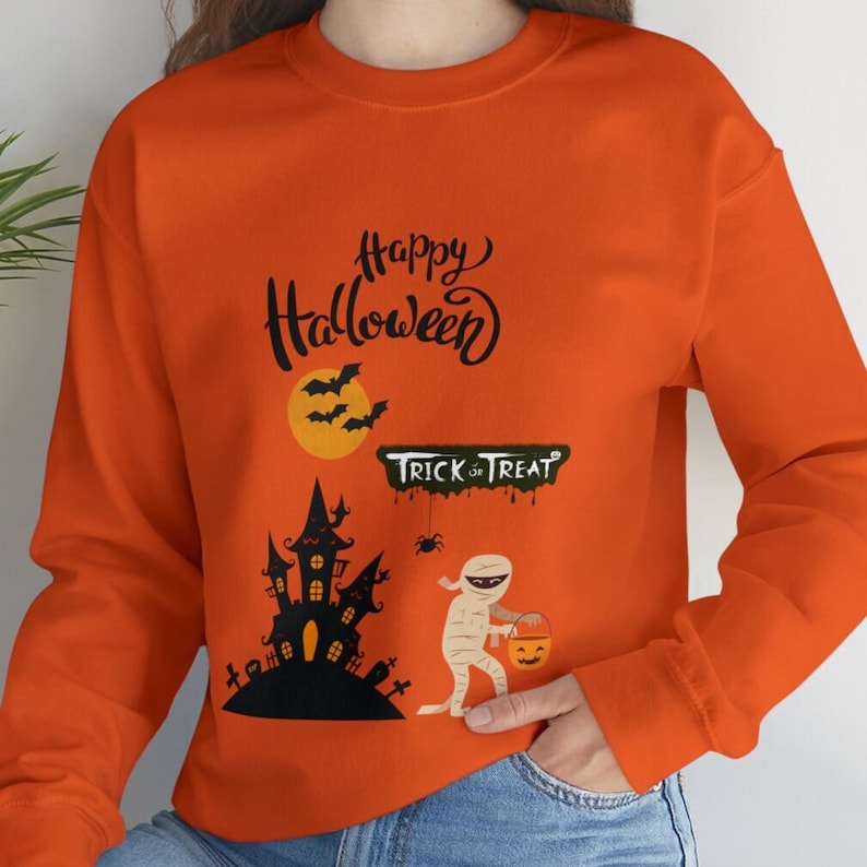 Custom Embroidered Halloween Fun Trick or Treat Sweatshirt | Halloween Gift