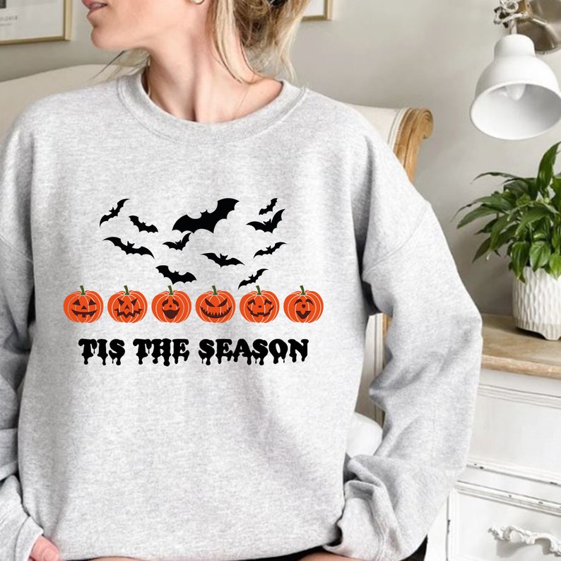 Custom Embroidered Halloween Tis The Season Halloween Sweatshirt | Halloween Gift