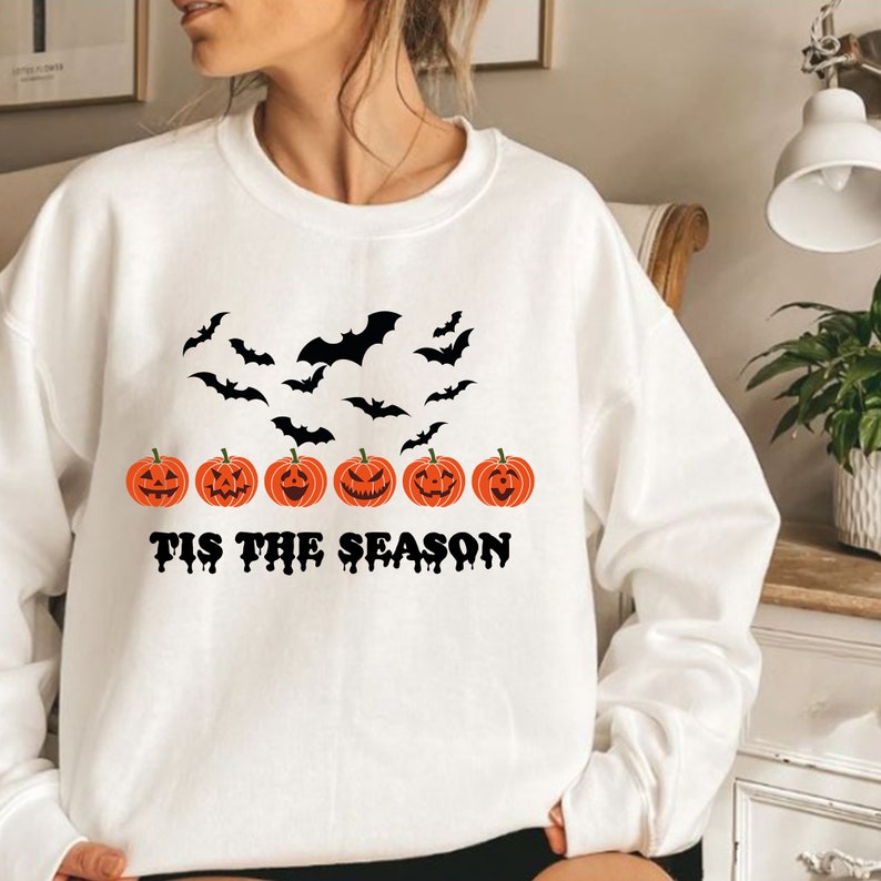 Custom Embroidered Halloween Tis The Season Halloween Sweatshirt | Halloween Gift