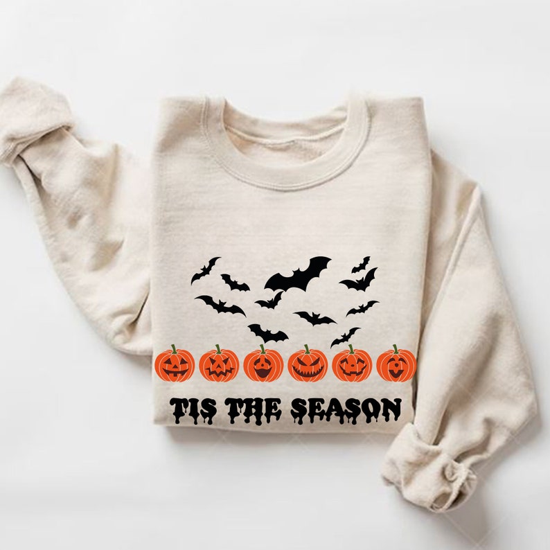 Custom Embroidered Halloween Tis The Season Halloween Sweatshirt | Halloween Gift