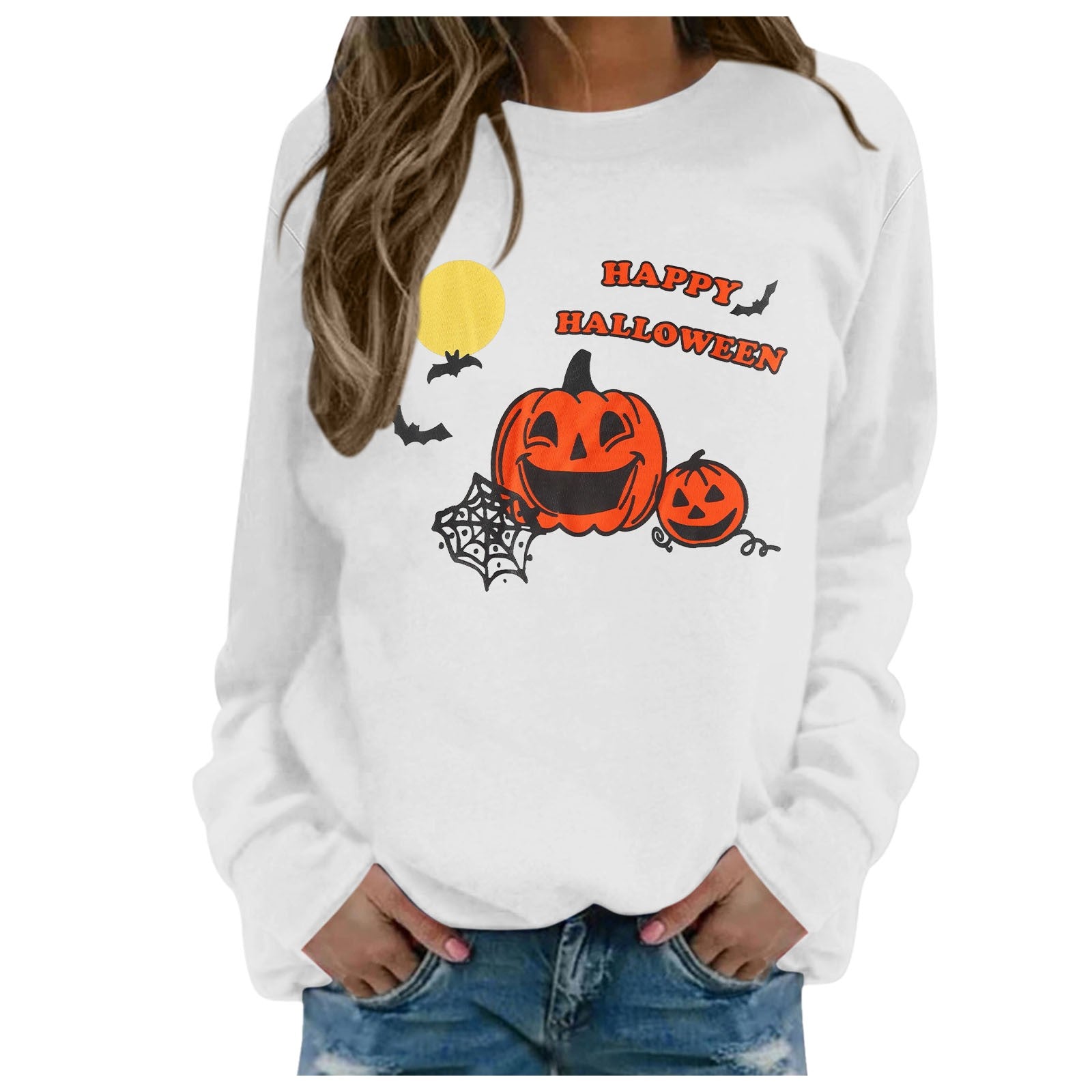 Custom Embroidered Halloween Pumpkin Print Sweatshirt | Halloween Gift