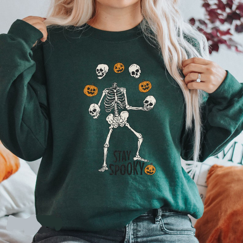 Custom Embroidered Halloween Skeleton Sweatshirt | Halloween Gift