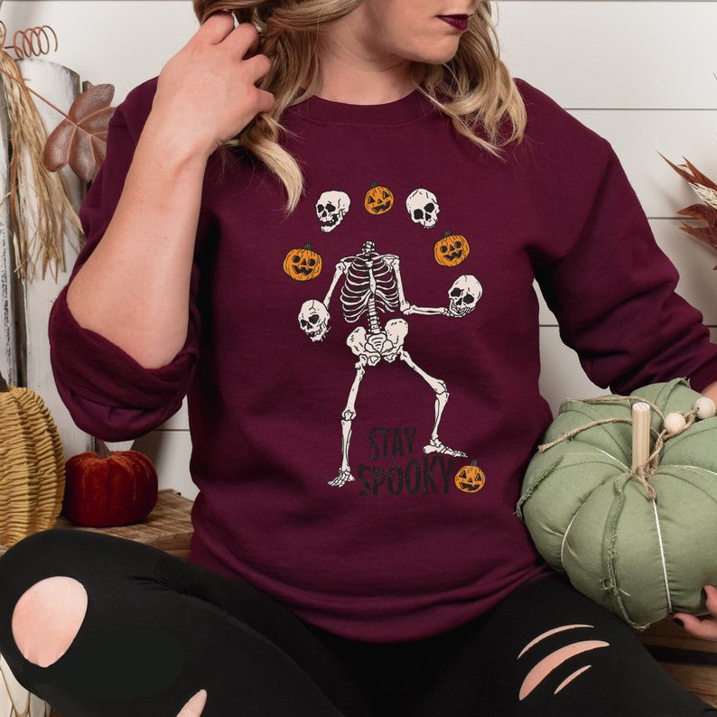 Custom Embroidered Halloween Skeleton Sweatshirt | Halloween Gift