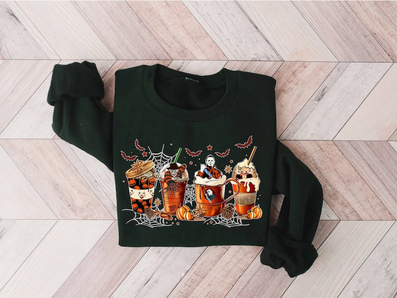 Custom Halloween Horror Style Skeleton Coffee Mug Sweatshirt