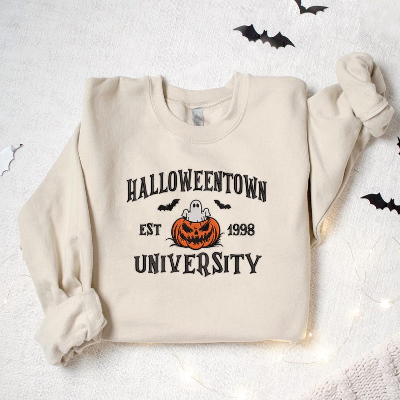 Custom Halloween Pumpkin Est 1998 Embroidered Sweatshirt