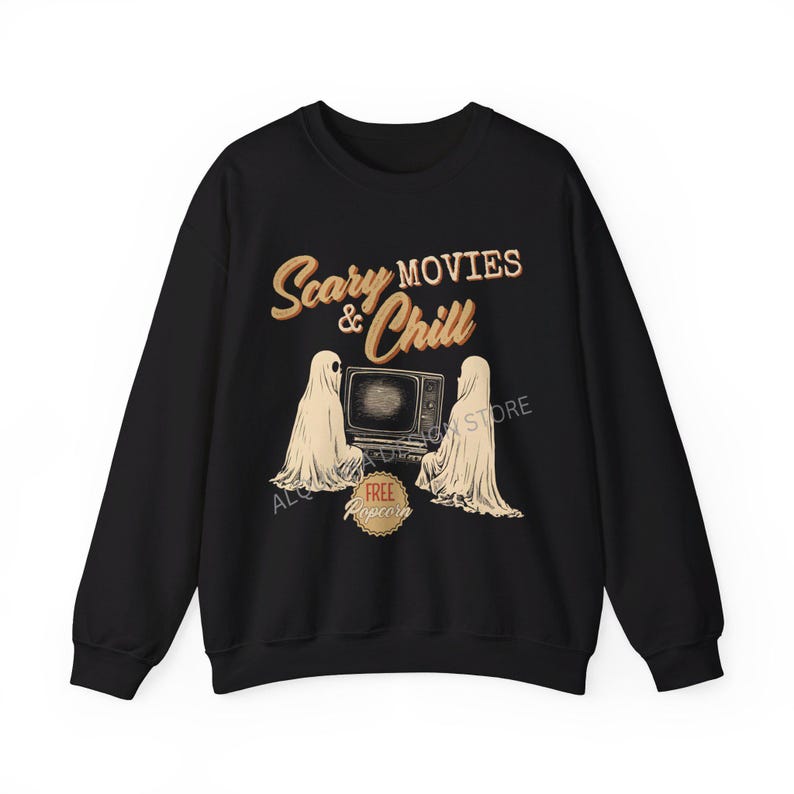 Personalized Halloween Horror Movies Vintage Inspired Ghost Sweatshirt