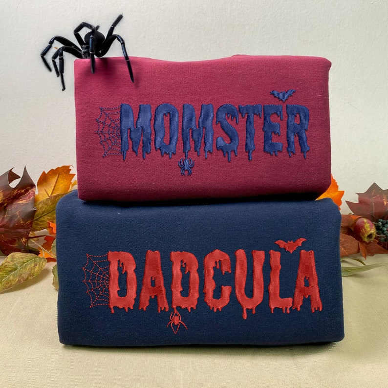 Custom Couple Embroidered Halloween Sweatshirt Spooky Season-Halloween Gift for Mom and Dad