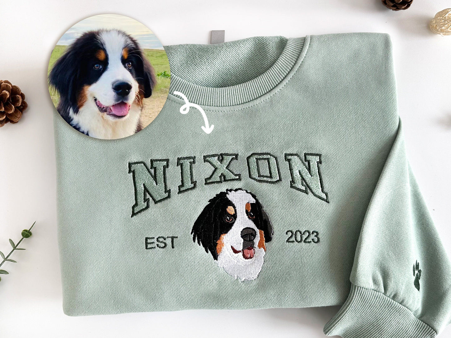 Custom Embroidered Dog Portrait Photo Hoodie | Gifts for Pet Lovers