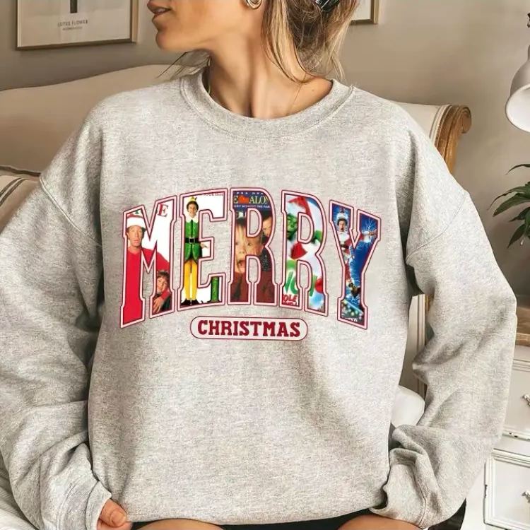 Custom Embroidered Merry Christmas Christmas Movie Character Sweatshirt