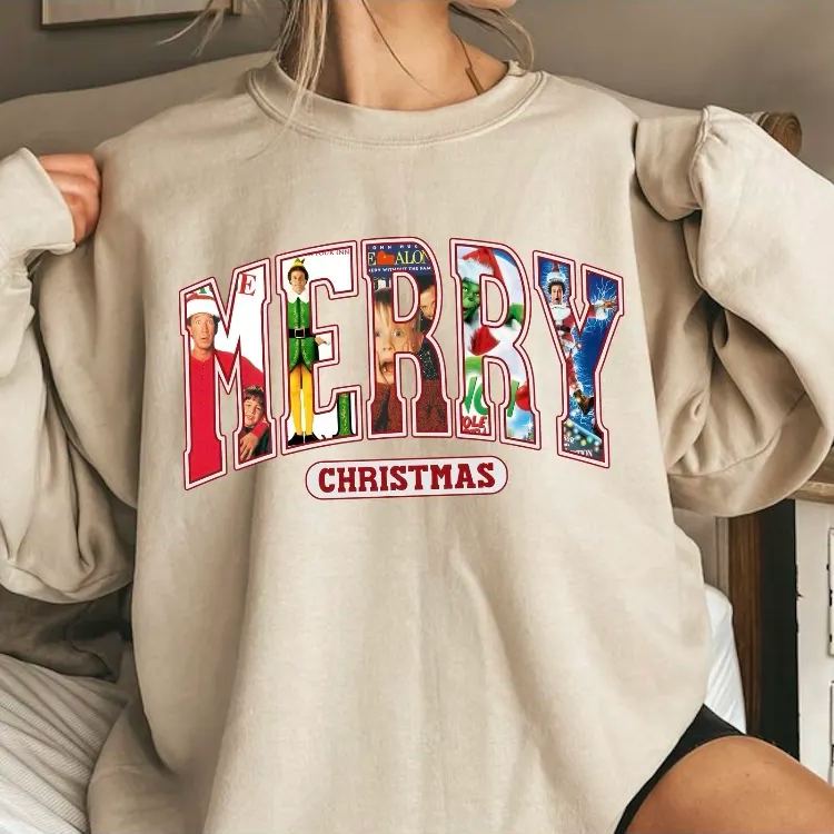 Custom Embroidered Merry Christmas Christmas Movie Character Sweatshirt