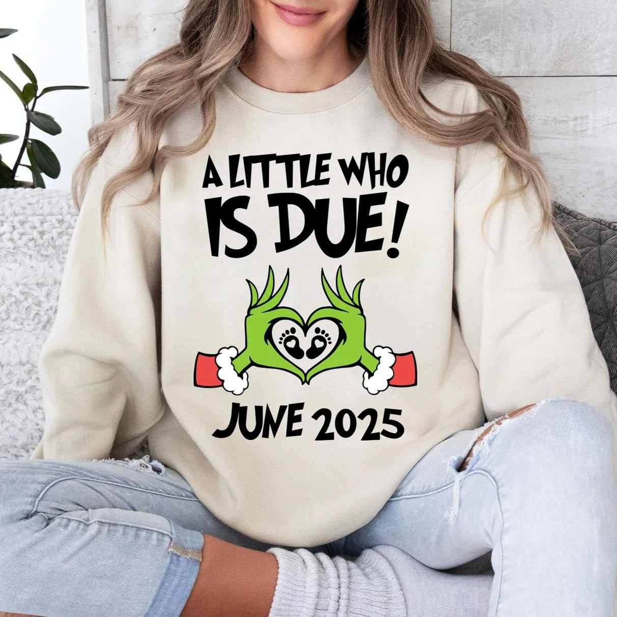 Custom Embroidered Christmas Pregnancy Sweatshirt