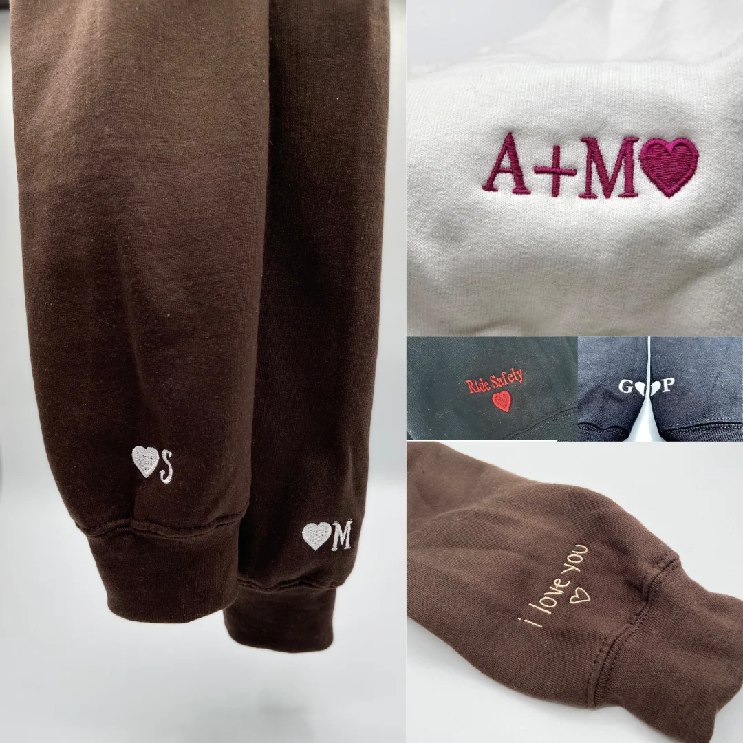 Custom Embroidered Christmas Green Cartoon Couples Roman Numeral Hoodies For Couples | Couple Anniversary Gift