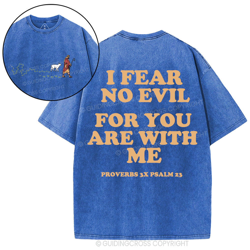 Follow Jesus Fear No Evil Christian Washed T-Shirt