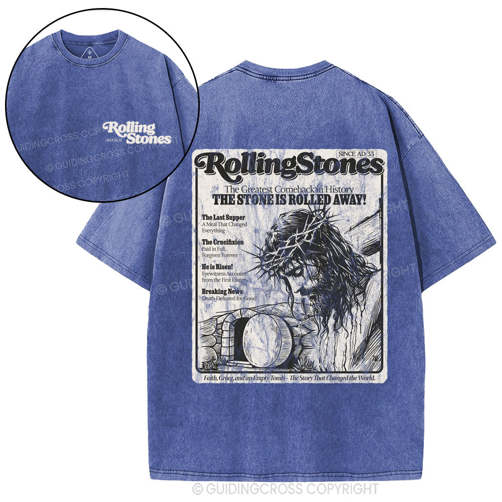 The Stone Was Rolled Away Resurrection Christian Washed T-Shirt