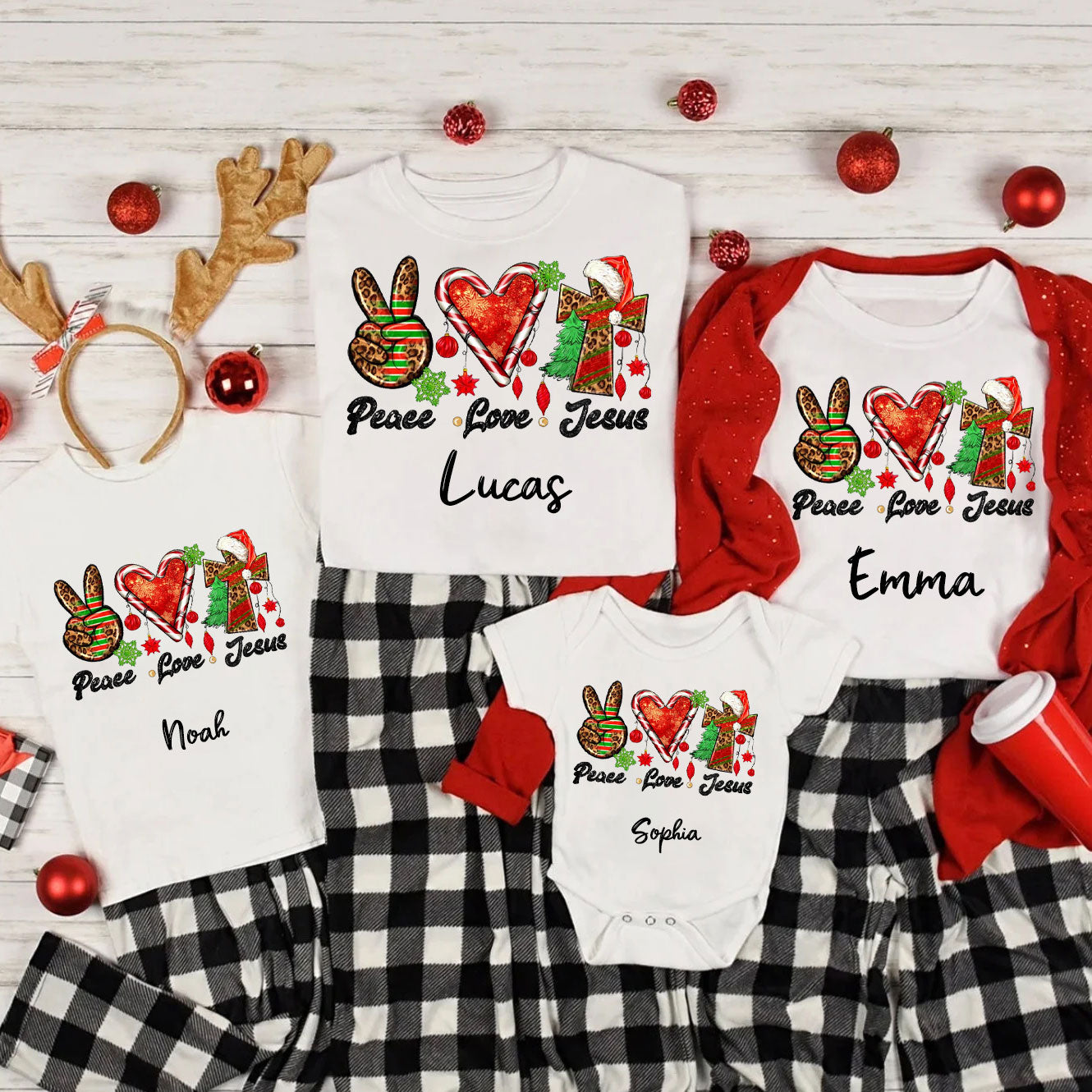 Peace And Love Christian Christmas Family T-Shirt