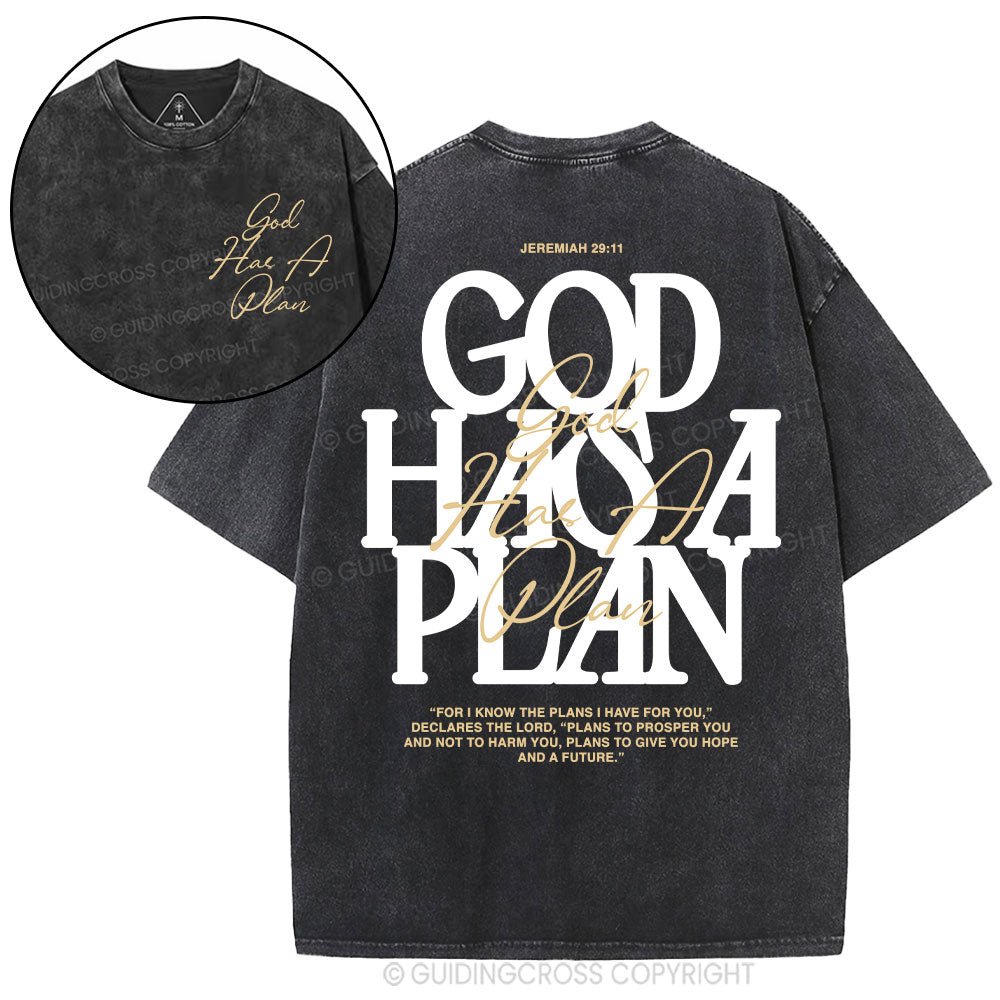 God Has A Plan Christian Washed T-Shirt