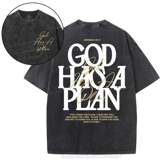 God Has A Plan Christian Washed T-Shirt