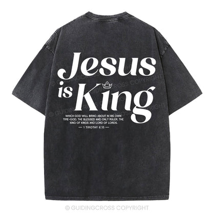 Jesus Is King Christian Washed T-Shirt