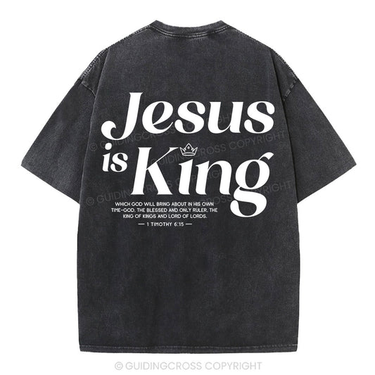 Jesus Is King Christian Washed T-Shirt