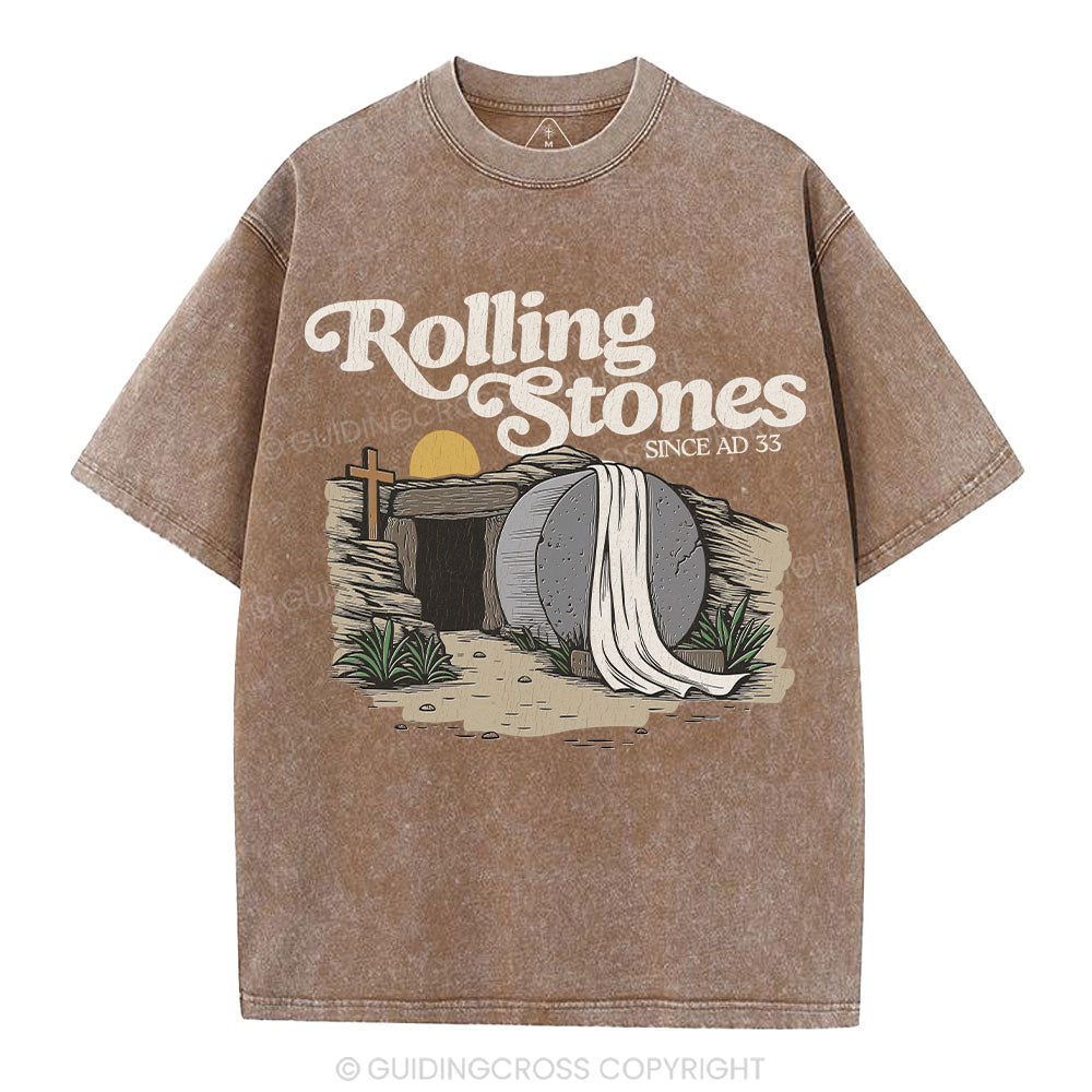 The Stone Was Rolled Away Christian Washed T-Shirt