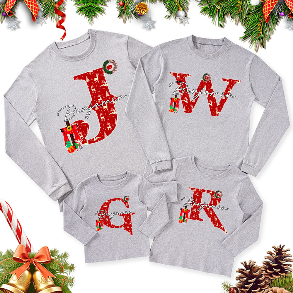 Personalized Name Nativity Christmas Family Matching Long Sleeve T-Shirt