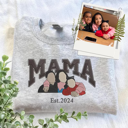 Mom Embroidered Sweatshirt, Custom Portrait From Photo Hoodie