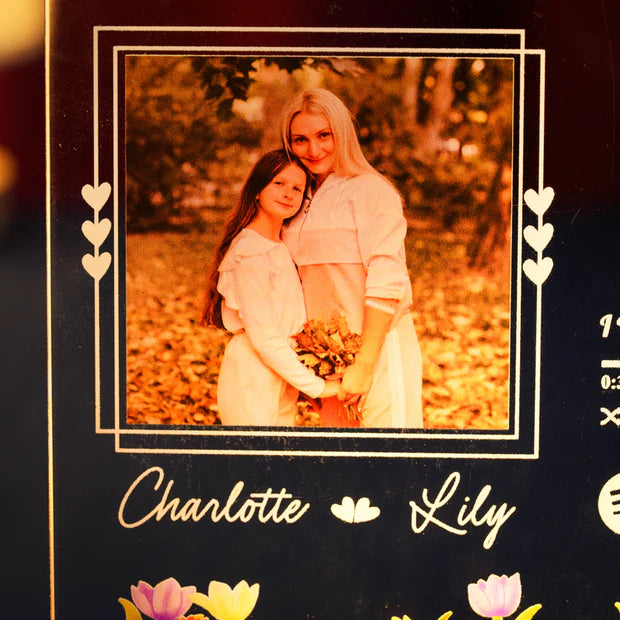 Custom LED Light Frame with Music Player - Celebrate Mom with Photos, Names & Your Special Message