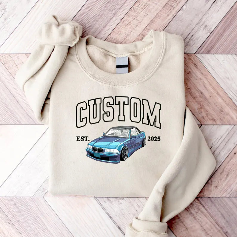 Custom Car Portrait Matching Sweater, Cars Lover Couple Jumper, Gifts for Dad From Son and Daughter