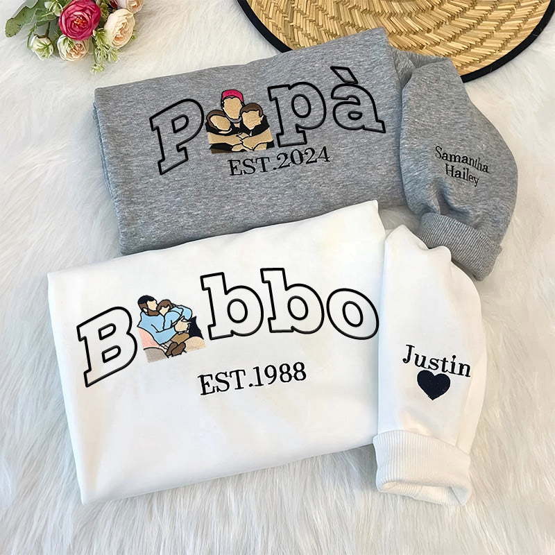 Custom Dad Shirt - Embroidered Portrait Shirt with Photo - Unique Gift for Dad and Family