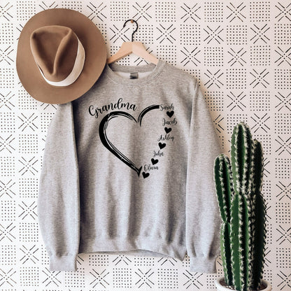 50% OFF ❤️ Personalized Mama/Grandma Heart Sweatshirt