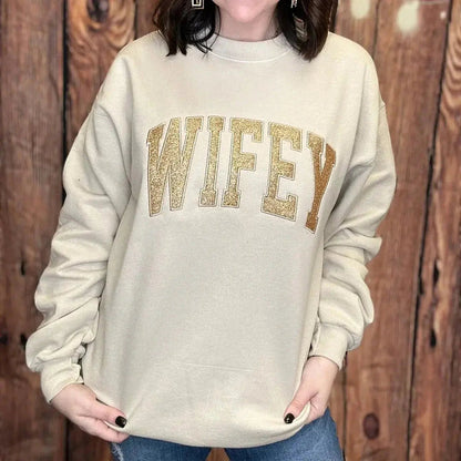 Custom Applique Glitter Embroidery Mom Sweatshirt - Mother's Day Gift
