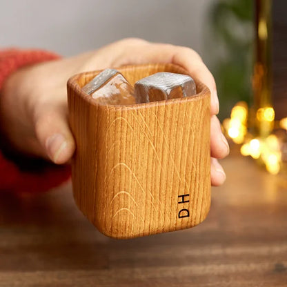 Personalized Laser Engraved Oak Whiskey Tumbler, Perfect Gift For Dad
