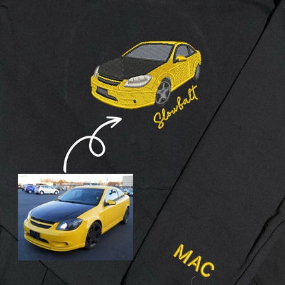 Gifts For Car Lover Custom Embroidered Car Hoodie (Refined Embroidery)