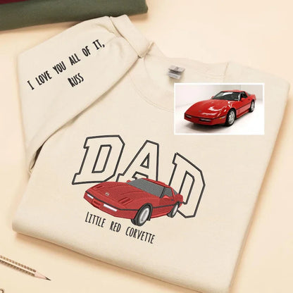 Custom Embroidered Car Sweatshirt For Dad - Personalized Shirt for Car Lover - Family Gift