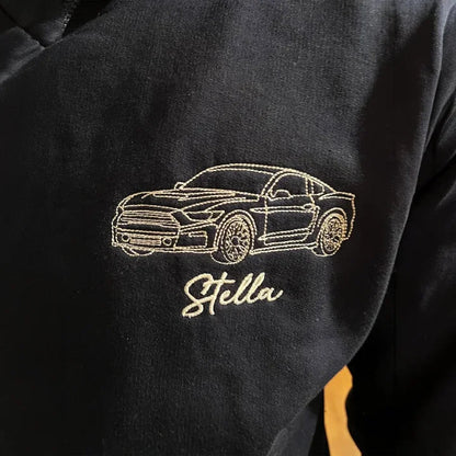 Customized Outline Portrait Car Embroidered Sweatshirt