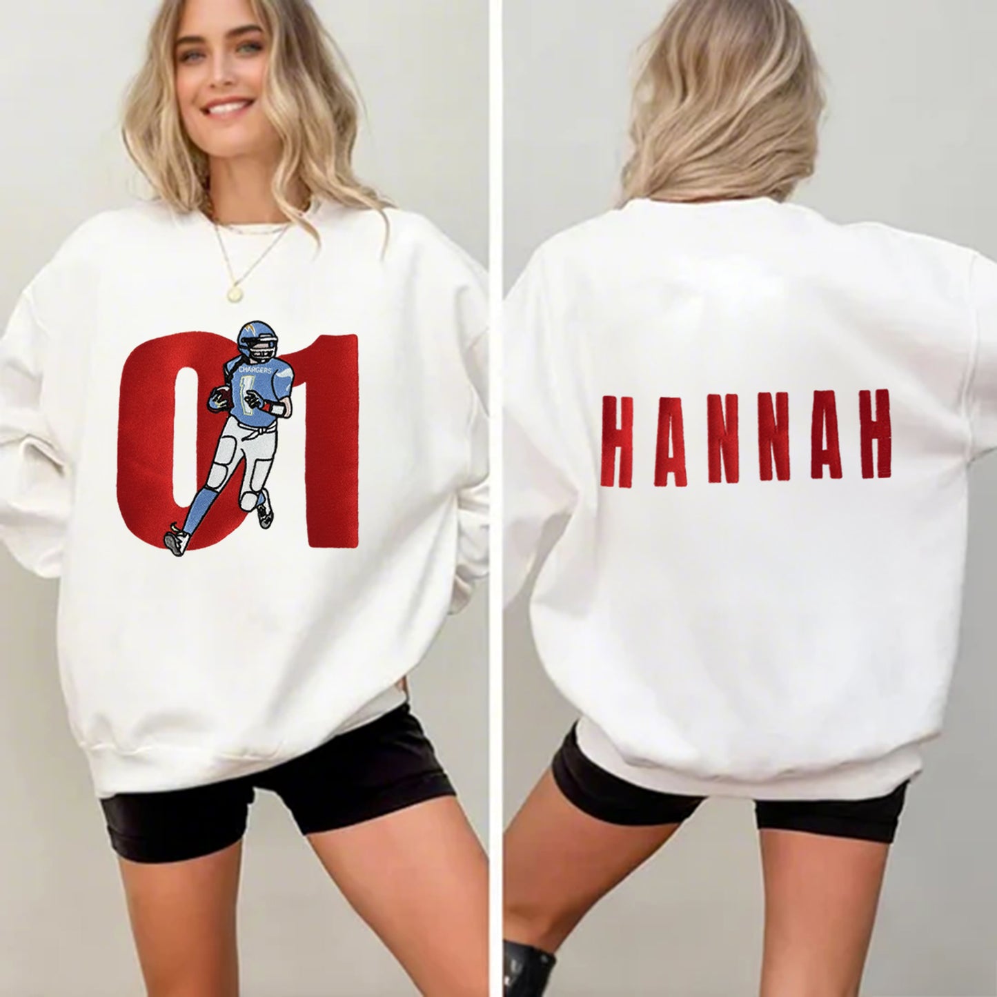 Custom Embroidered Football Sweatshirt – Personalized Game Day Photo & Name Gift for Fans & Teams