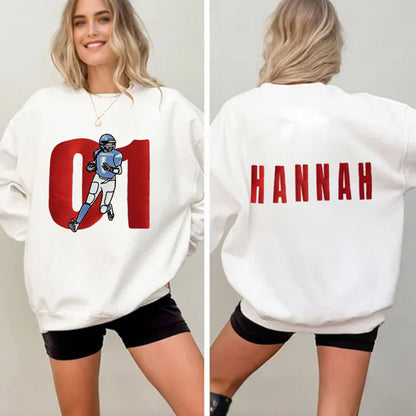 Custom Embroidered Football Sweatshirt – Personalized Game Day Photo & Name Gift for Fans & Teams