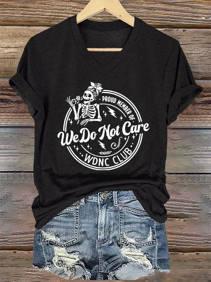🔥Buy 3 Get 15% Off🔥V-Neck Retro Funny Proud Member Of WDNC Club We Do Not Care Menopause Perimenopause Print T-Shirt