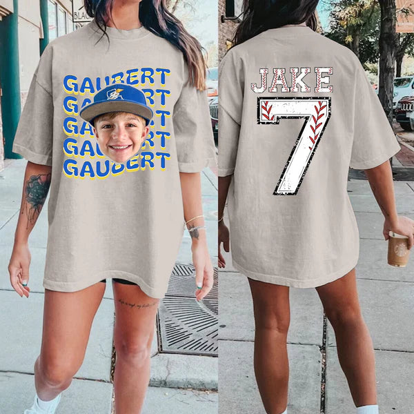 Custom Sports Mom Shirt – Personalized Baseball/Softball/Football/Soccer/Hockey Photo Tee