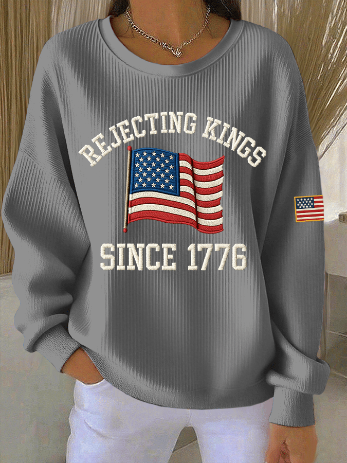 🔥Buy 3 Get 15% Off🔥Women's FDT Print Knit Crew Neck Long Sleeve Top