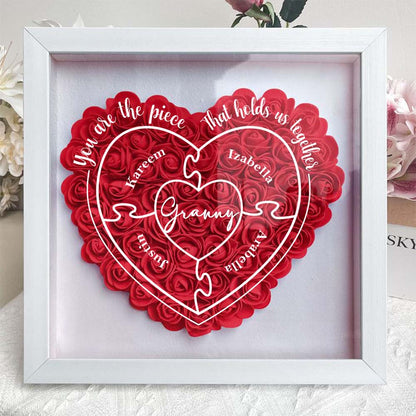 You Are The Piece That Hold Us Together - Personalized Flower Shadow Box