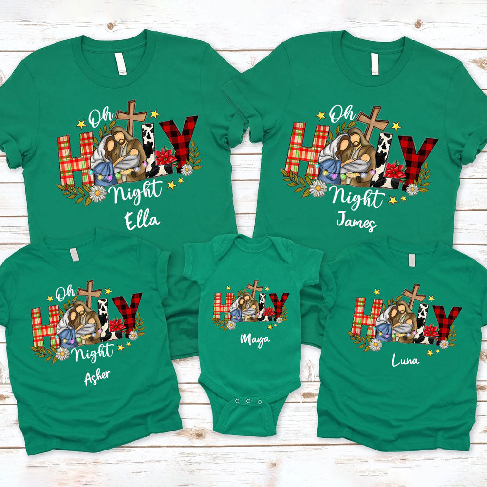 Personalized Oh Holy Night Christmas Family Matching Shirts