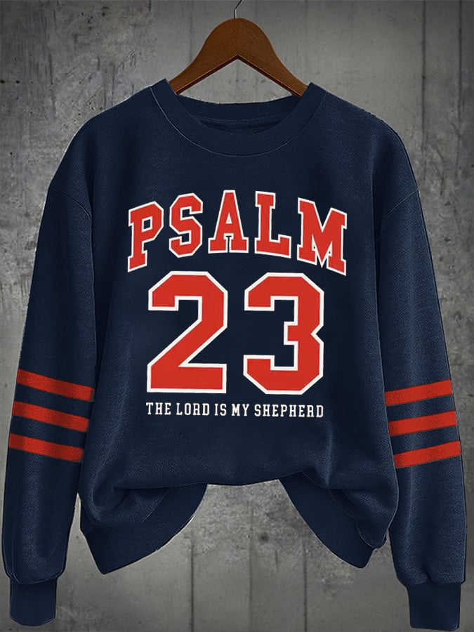 Women's Fall Christian Psalm 23 Mostly My Ranch Christian Print Casual Crew Neck Sweatshirt