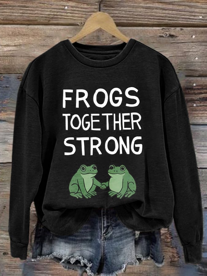 🔥Buy 3 Get 15% Off🔥Retro Frogs Together Strong Print Sweatshirt