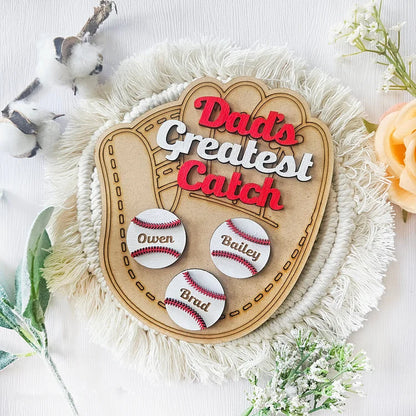 Personalized Baseball Dad's Greatest Catch Sign