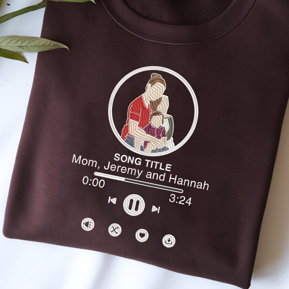 Embroidered Music Photo Sweatshirt, Embroidered Portrait Photo Shirt