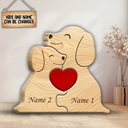 Personalized Wooden Dog Family Puzzle, Family Home Decor